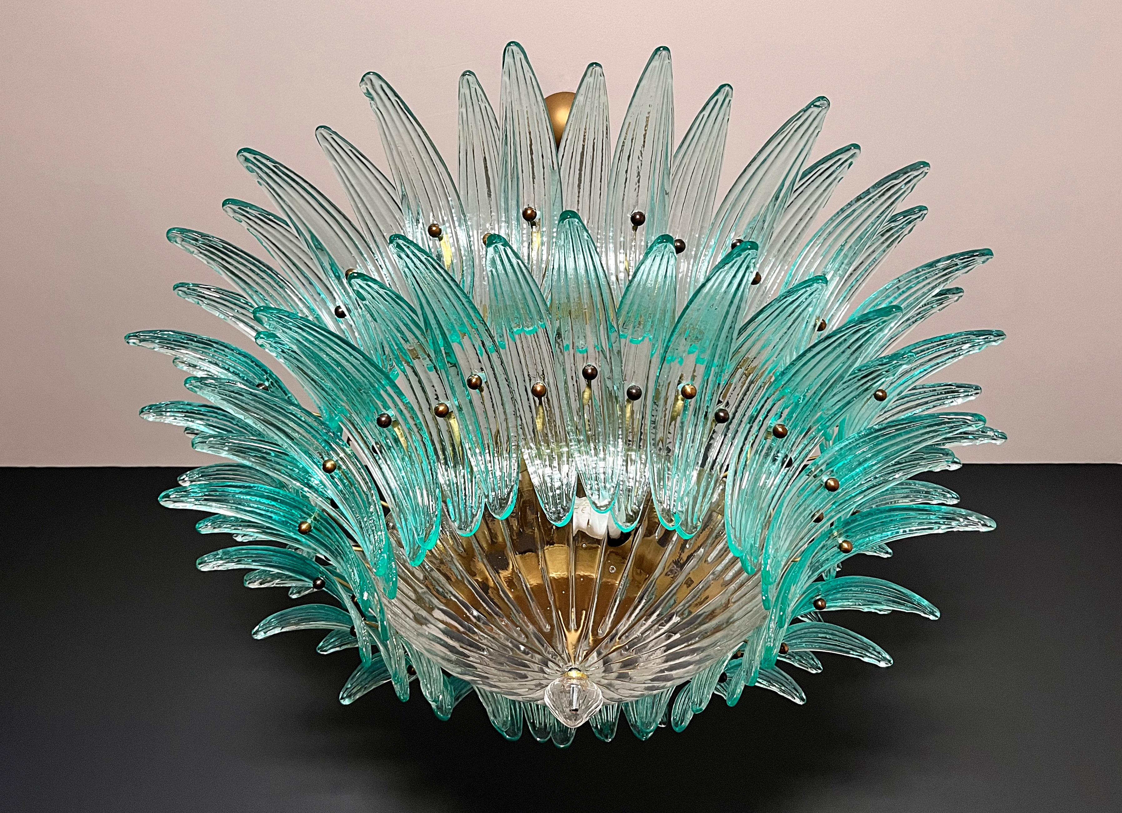 Murano Chandelier/ceiling light Original Palmette, two levels, 82 turquoise glas 4