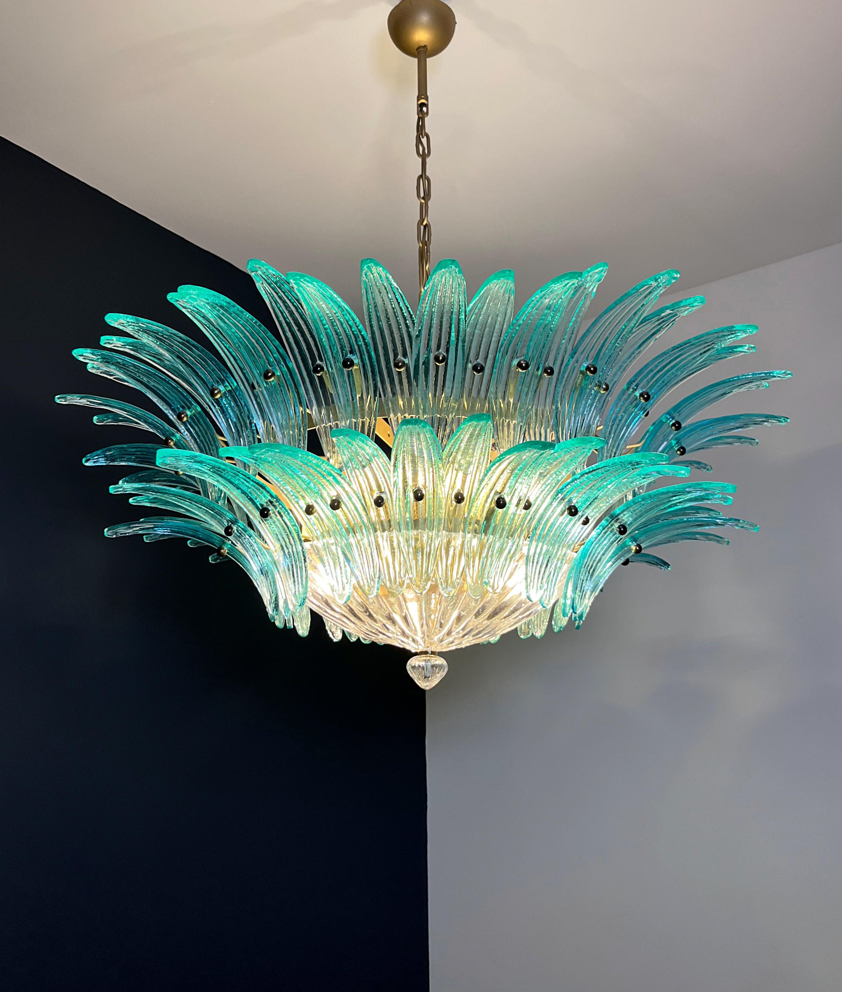 Murano Chandelier/ceiling light Original Palmette, two levels, 82 turquoise glas 5