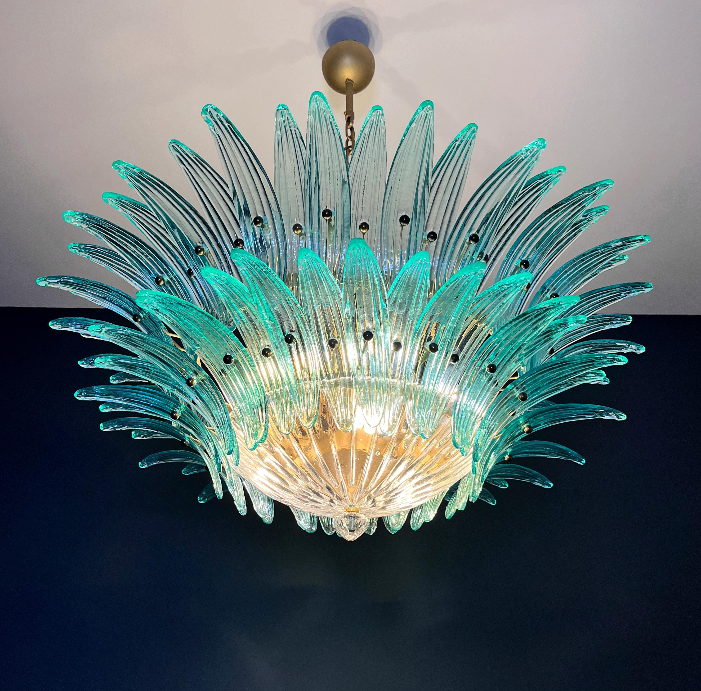 Murano Chandelier/ceiling light Original Palmette, two levels, 82 turquoise glas 6