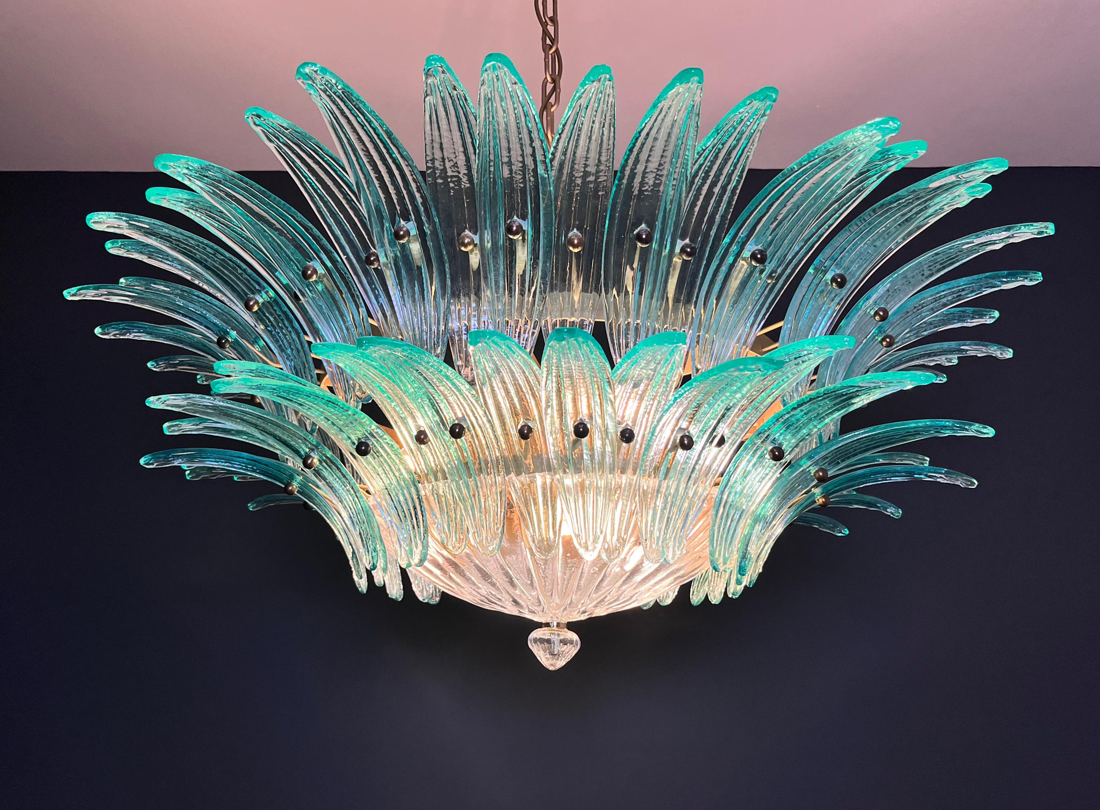 Murano Chandelier/ceiling light Original Palmette, two levels, 82 turquoise glas 7