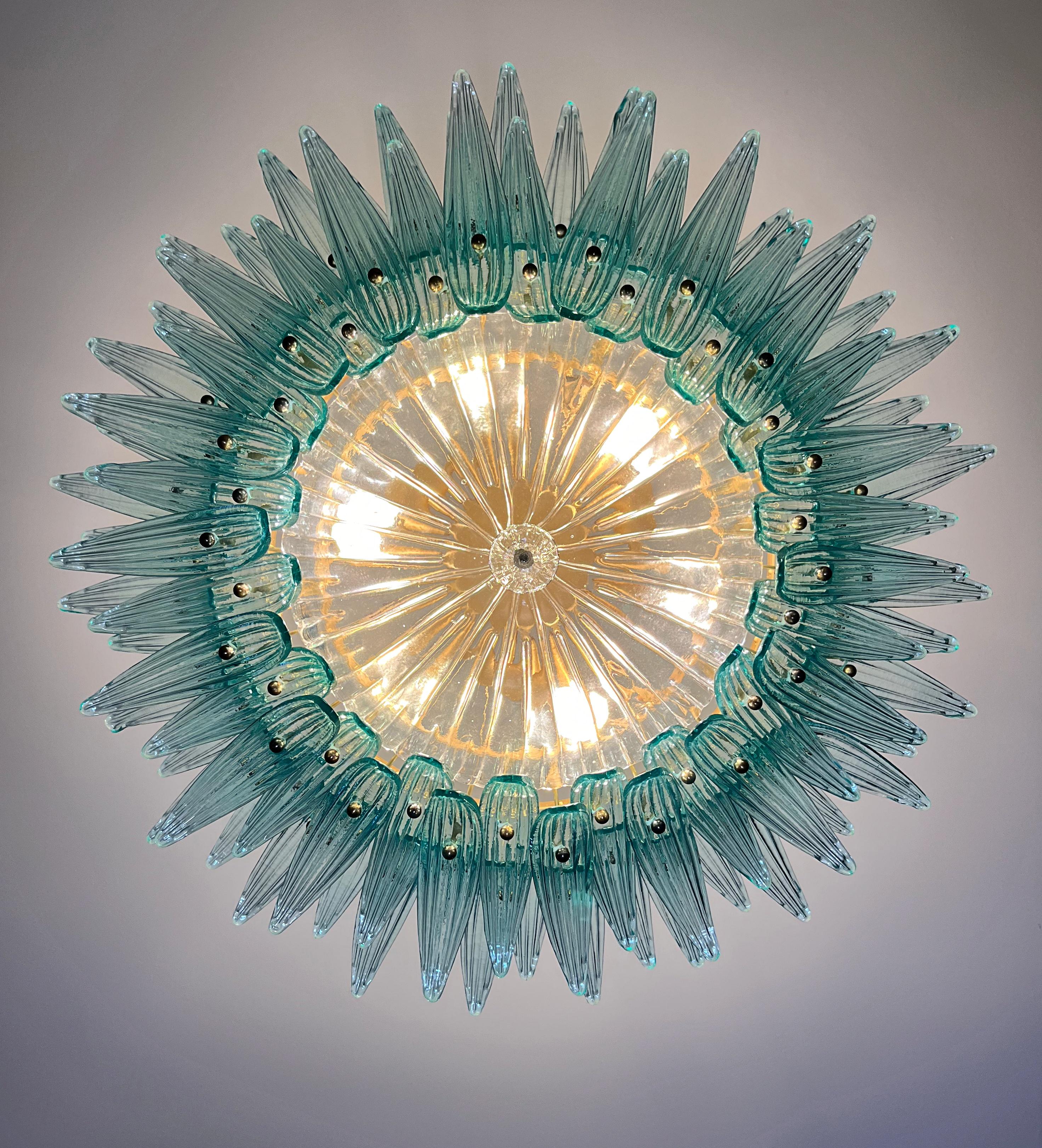 Murano Chandelier/ceiling light Original Palmette, two levels, 82 turquoise glas 9