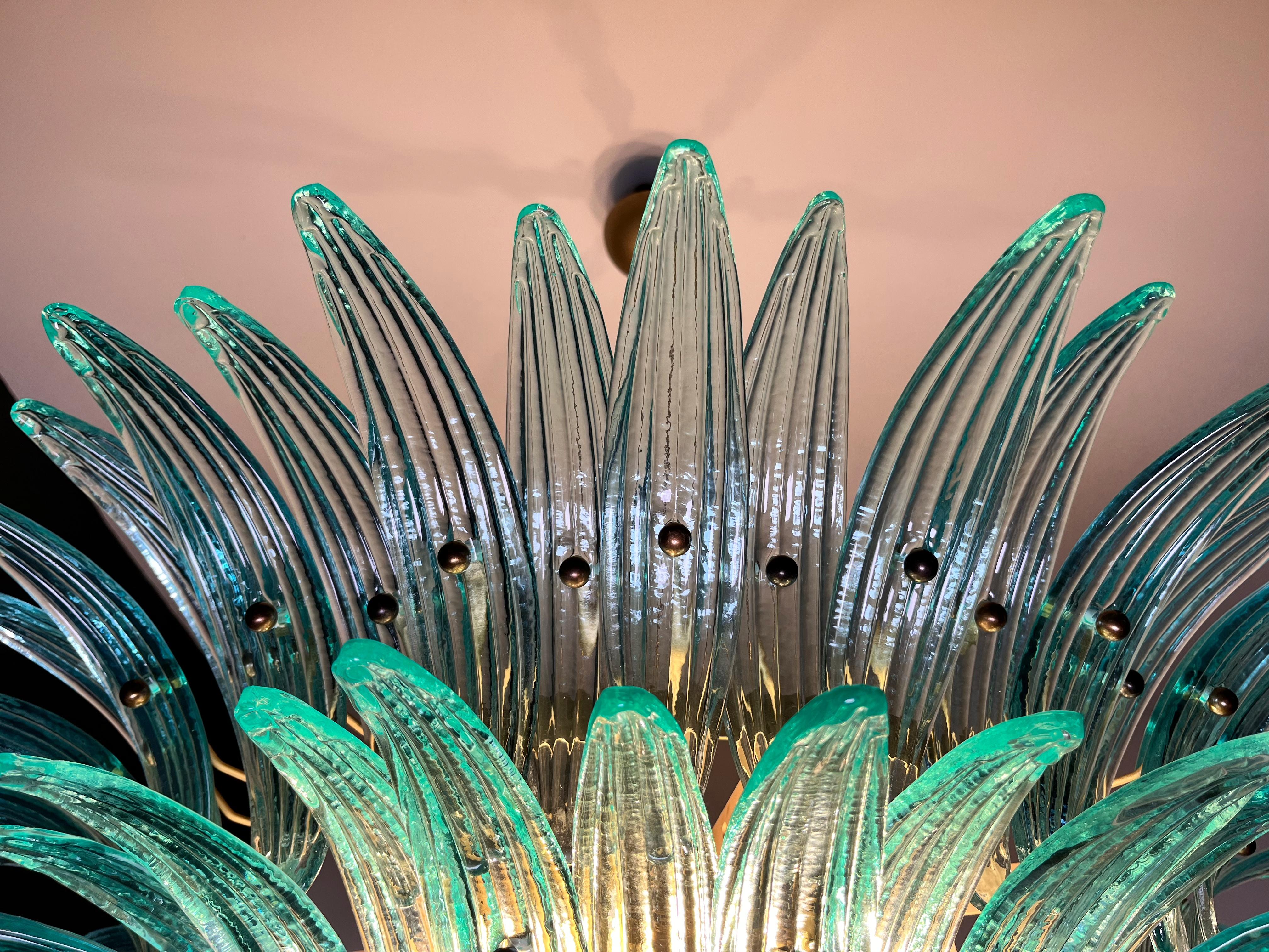 Murano Chandelier/ceiling light Original Palmette, two levels, 82 turquoise glas 10