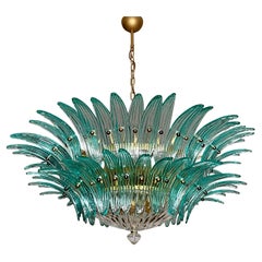 Murano Chandelier/ceiling light Original Palmette, two levels, 82 turquoise glas