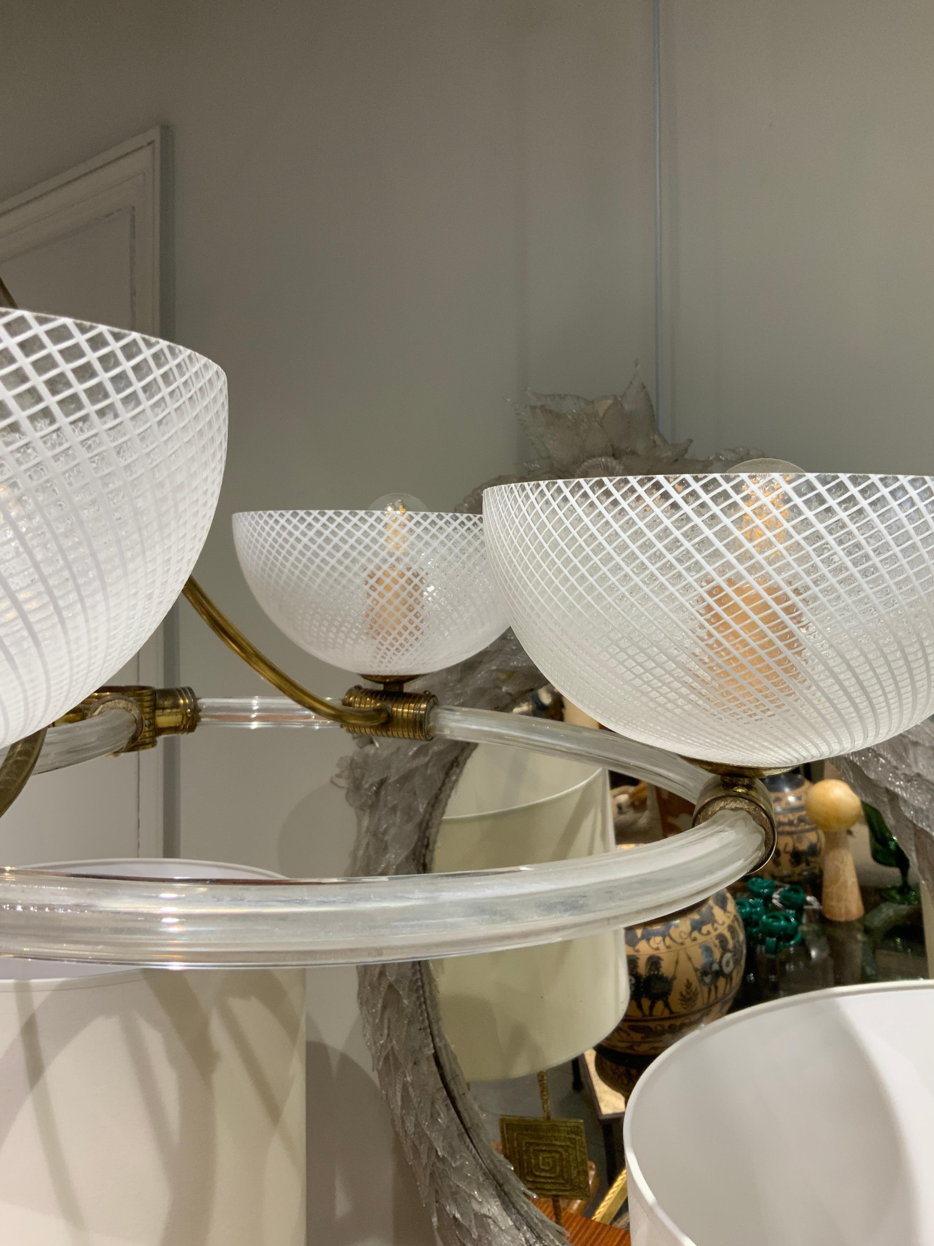 Brass Murano chandelier circa 1940 attributed to Seguso For Sale