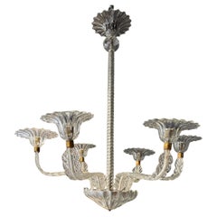 Lampadario di Murano del 1950 circa a 6 bracci attribuito a Seguso