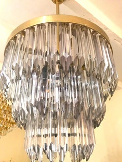 Carmer mid-century murano Chandelier Crystal Prism /Flush Mount italian , 1960