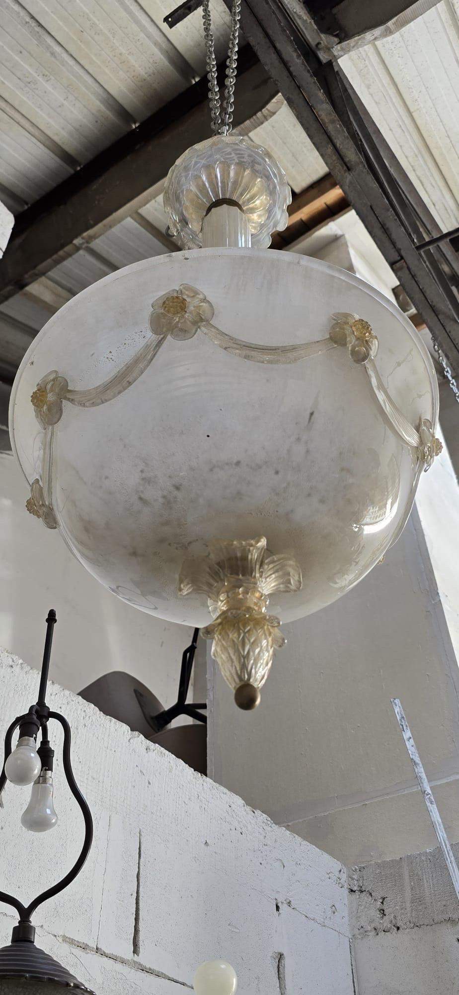 A nice vintage Murano chandelier gold and opalescent 