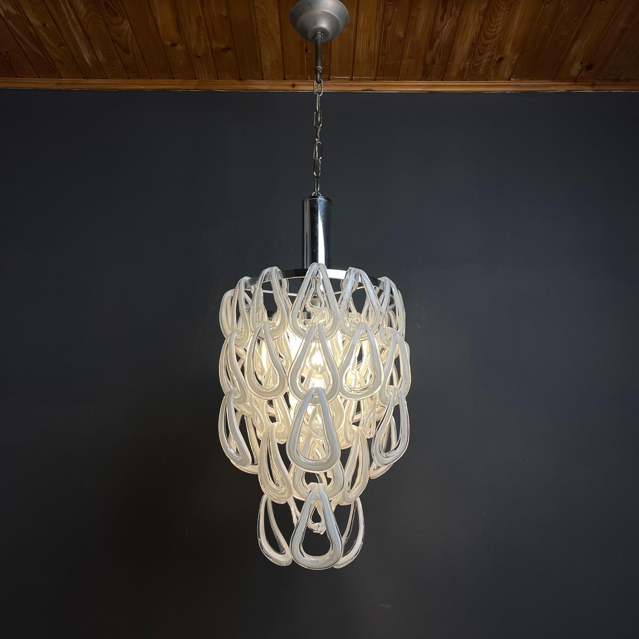 Murano Chandelier Giogali by Angelo Mangiarotti for Vistosi, Italy, 1970s For Sale 3