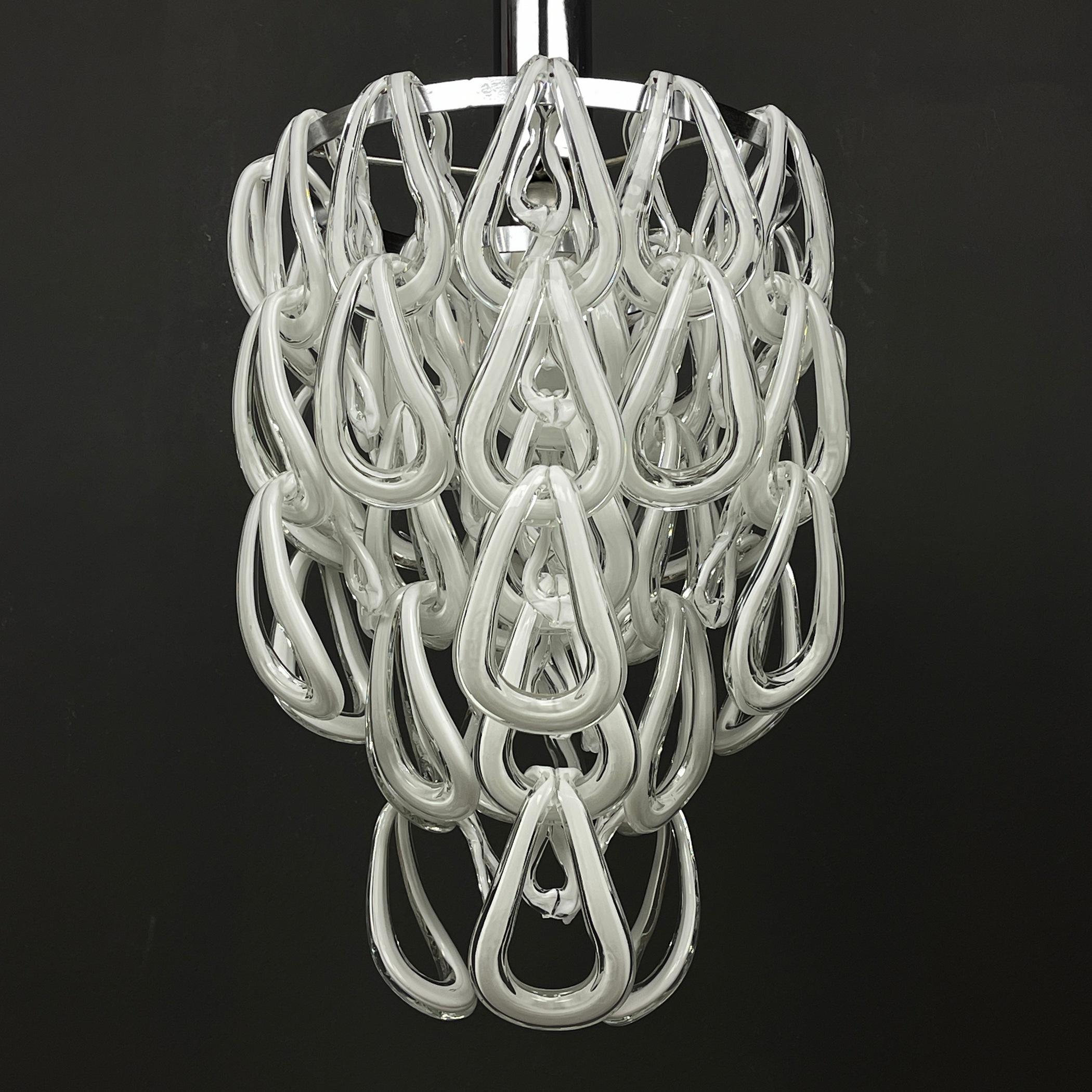 20th Century Murano Chandelier Giogali by Angelo Mangiarotti for Vistosi, Italy, 1970s For Sale