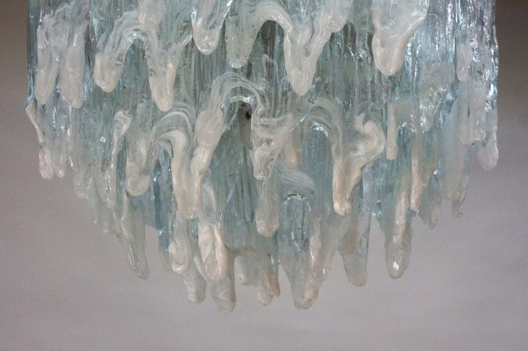 italien Lustre de Murano en verre de glace et nickel, 1970 en vente