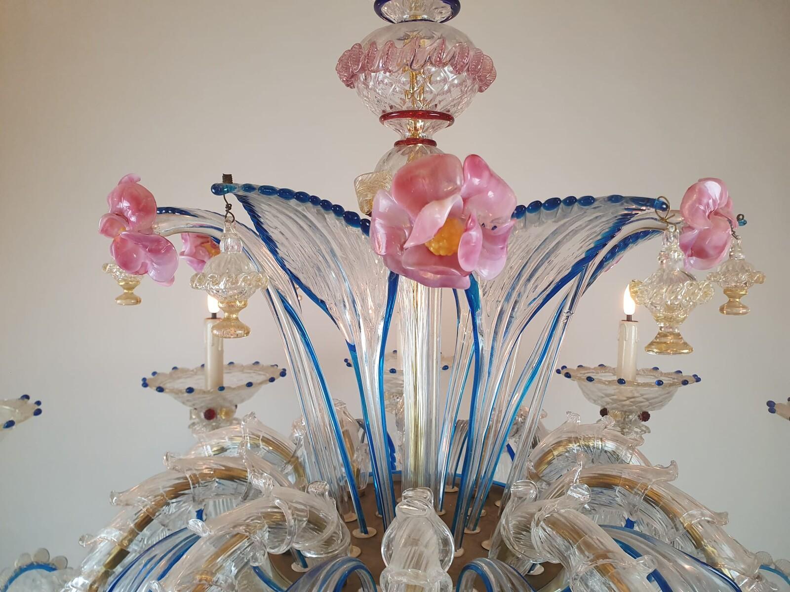 Murano Glass Murano Chandelier In Colored Glass, Early 20th For Sale