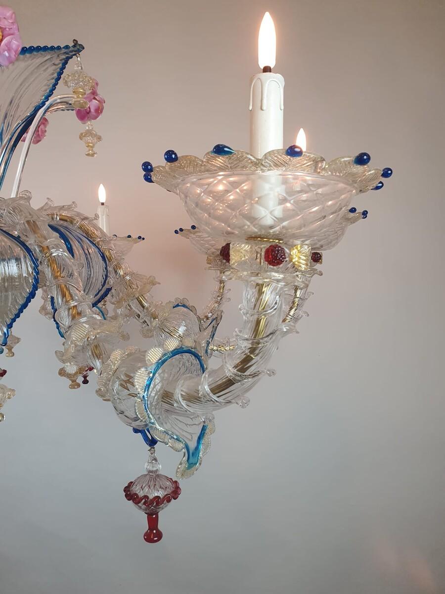 Murano Chandelier In Colored Glass, Early 20th For Sale 1