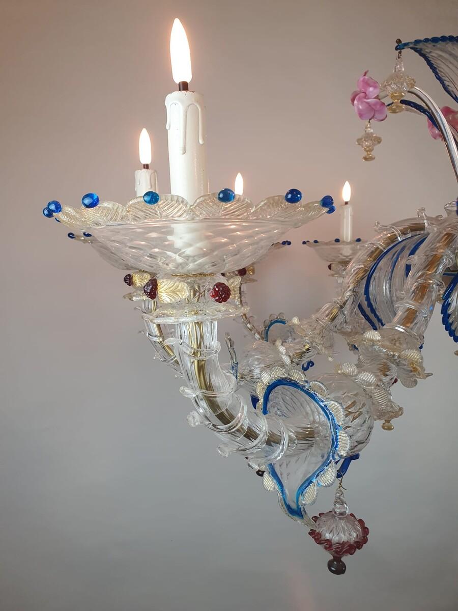 Murano Chandelier In Colored Glass, Early 20th For Sale 4
