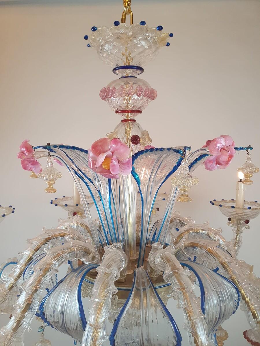 Murano Chandelier In Colored Glass, Early 20th For Sale 5