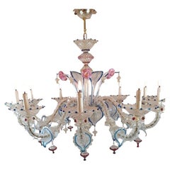 Antique Murano Chandelier In Colored Glass, Early 20th