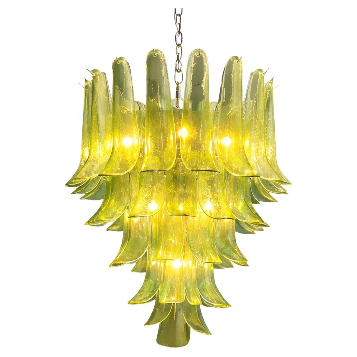 Lustre Murano en verre vert, cadre en nickel, style vintage, 1990 en vente