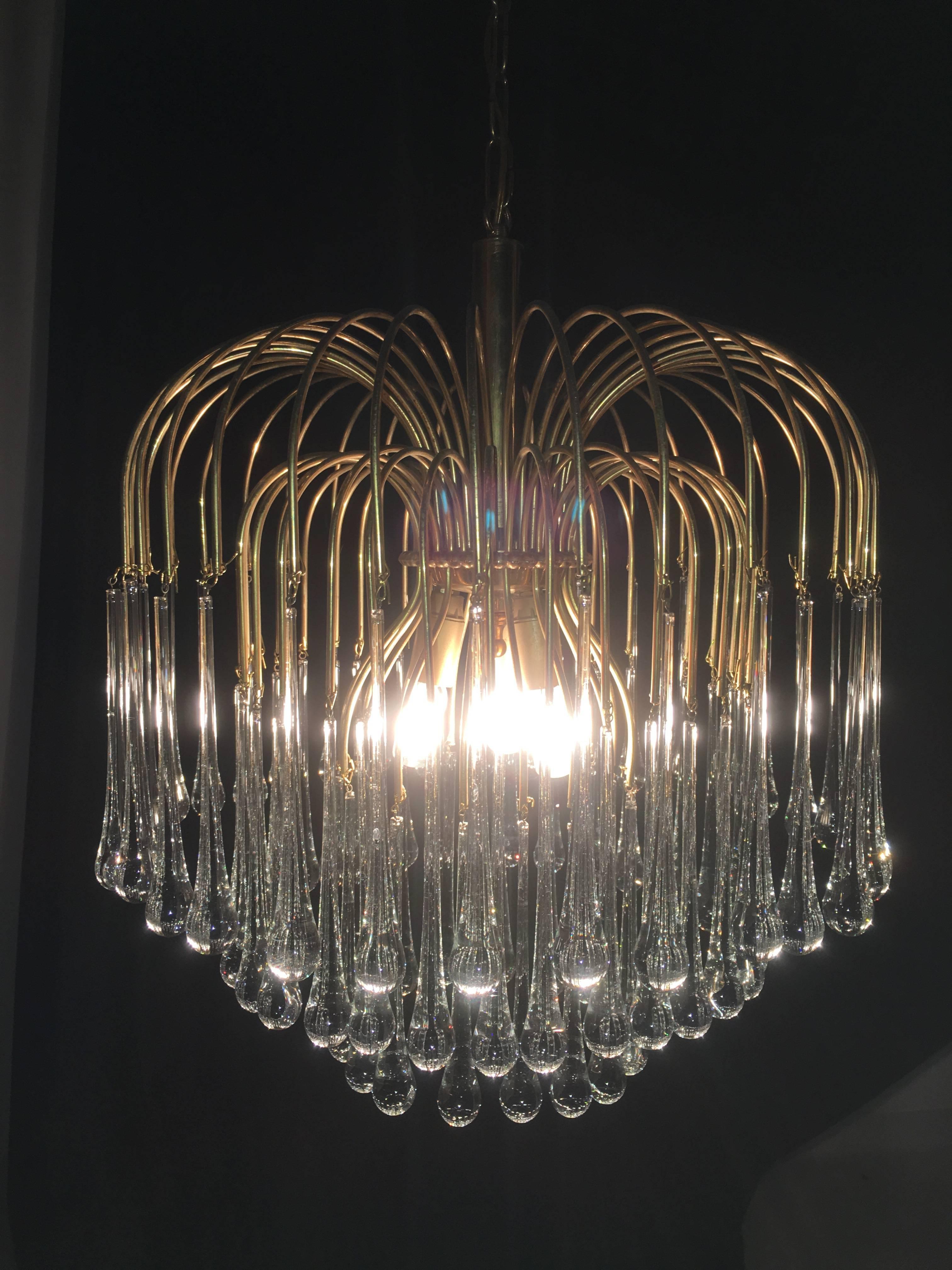 Italian Murano Chandelier in the Style of Venini, 1960s For Sale