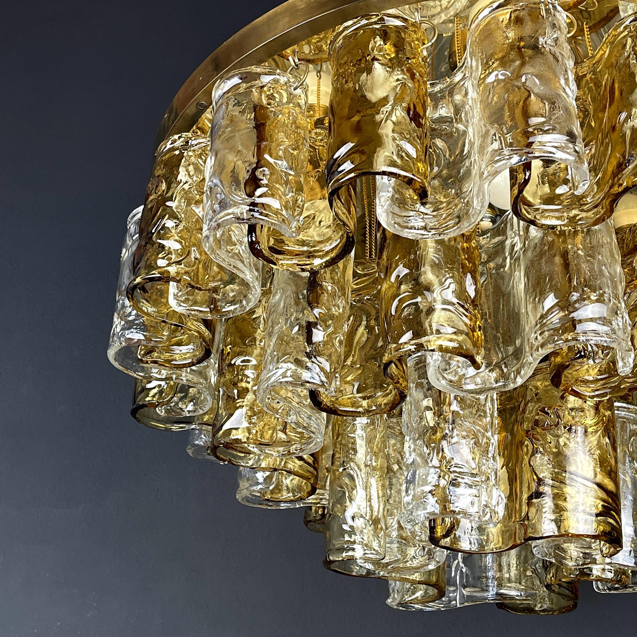 Brass Murano chandelier by Mazzega Italy 1960s  For Sale
