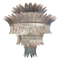 Murano Chandelier Large Palmette Opaline, 1990s Barovier Style with Four Tiers