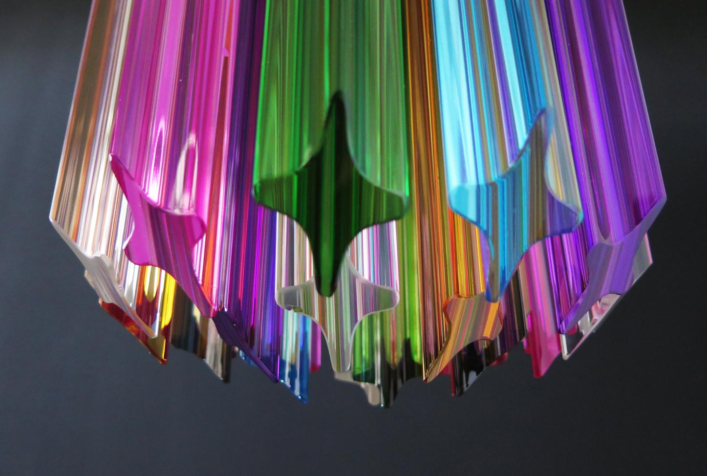 Late 20th Century Murano Chandelier Multi-Color, 46 Quadriedri Prism, Mariangela Model