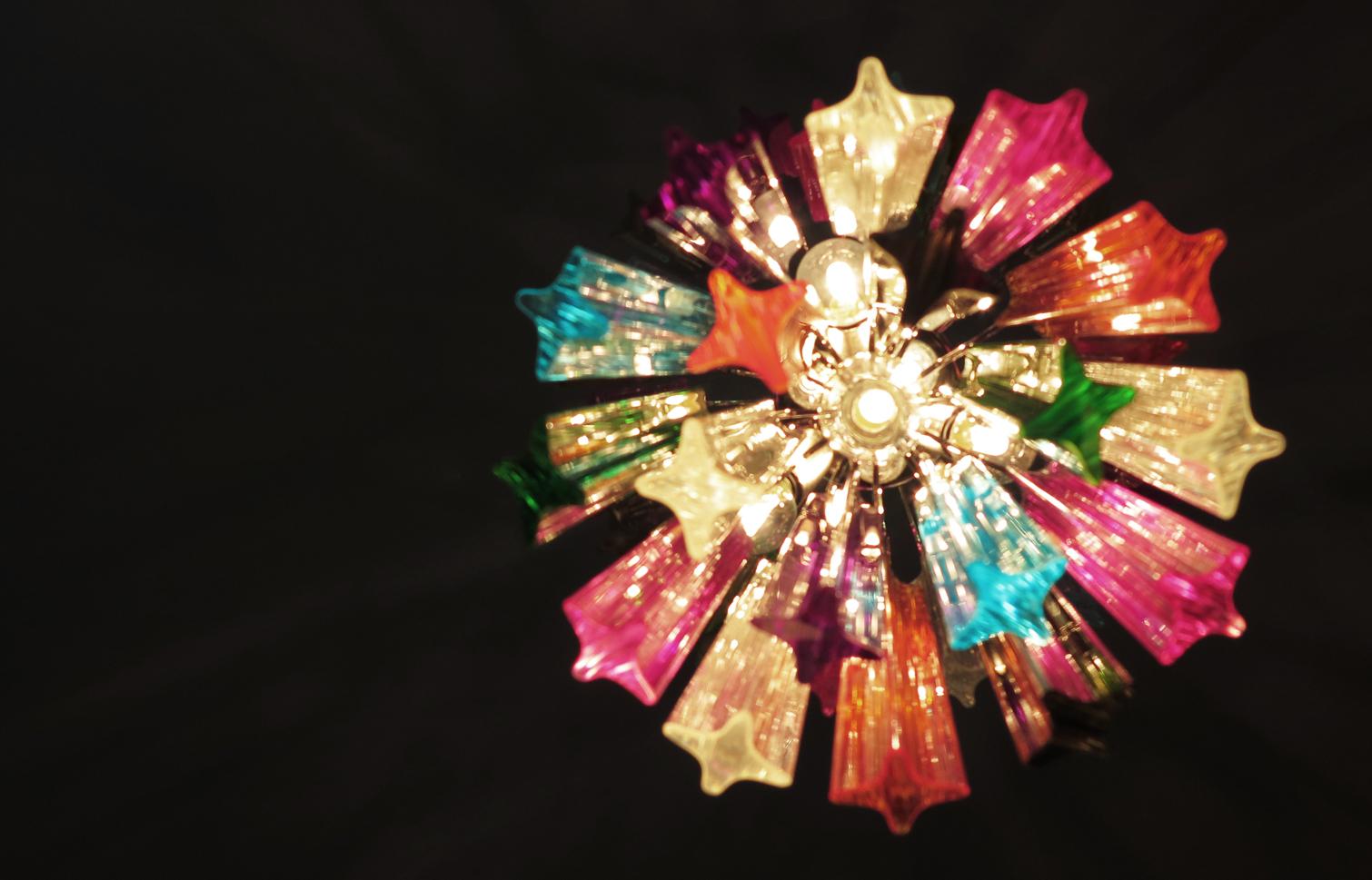 Murano Chandelier Multi-Color, 46 Quadriedri Prism, Mariangela Model 1