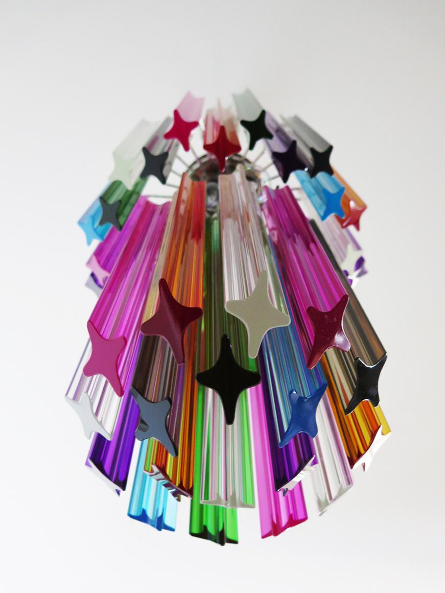 Murano Chandelier Multi-Color, 46 Quadriedri Prism, Mariangela Model 2