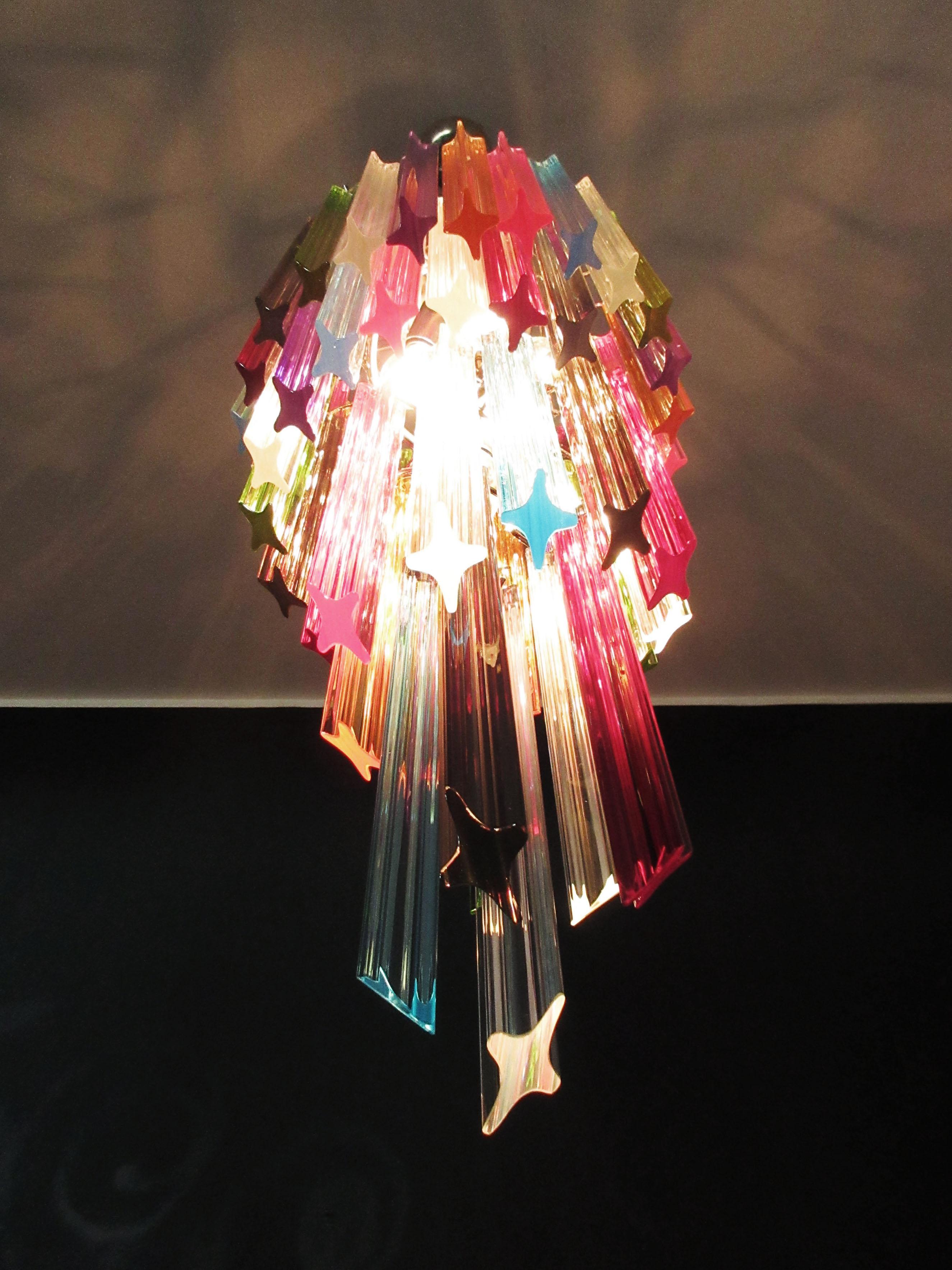 Murano Chandelier Multi-Color, 54 Quadriedri Prism, Mariangela Model 6