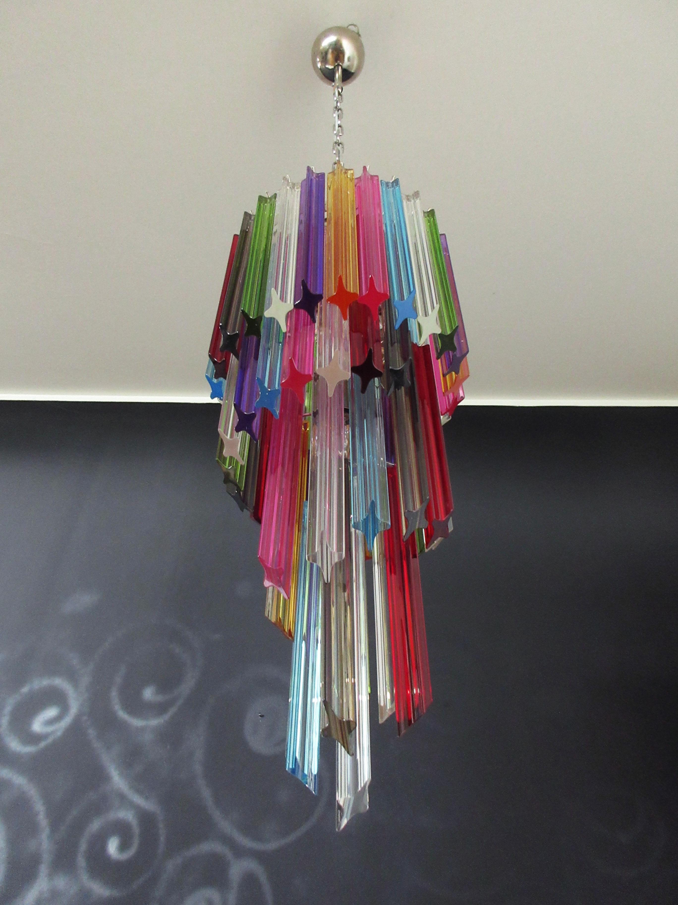 Late 20th Century Murano Chandelier Multi-Color, 54 Quadriedri Prism, Mariangela Model