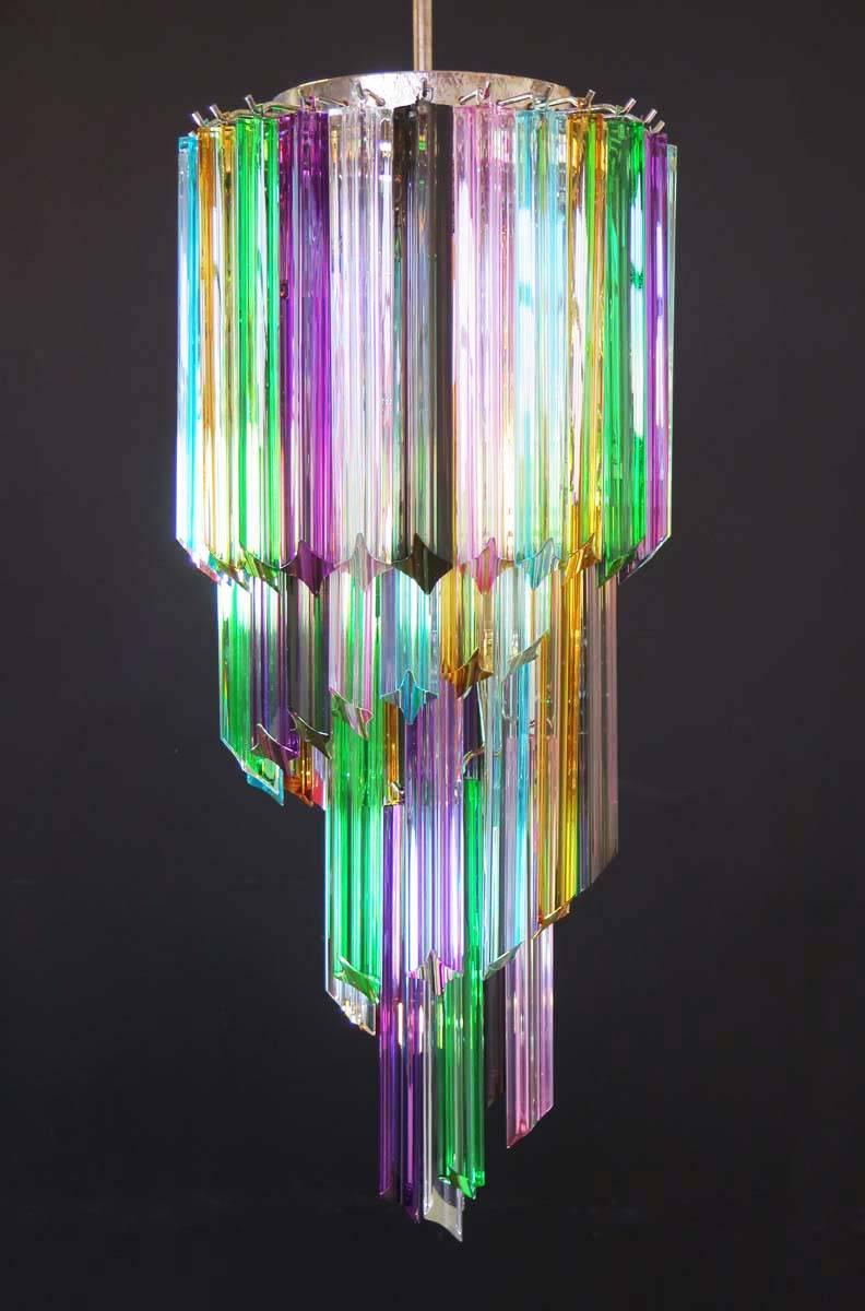 Murano Chandelier Multi-Color, 54 Quadriedri Prism, Mariangela Model 2