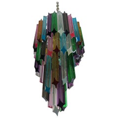 Murano Chandelier Multi-Color, 54 Quadriedri Prism, Mariangela Model