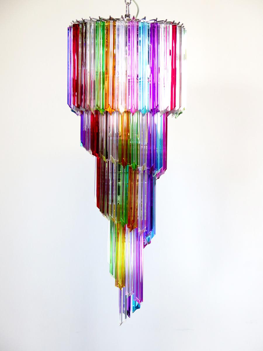 Murano Chandelier Multi-Color, 86 Quadriedri Prism, Mariangela Model 2