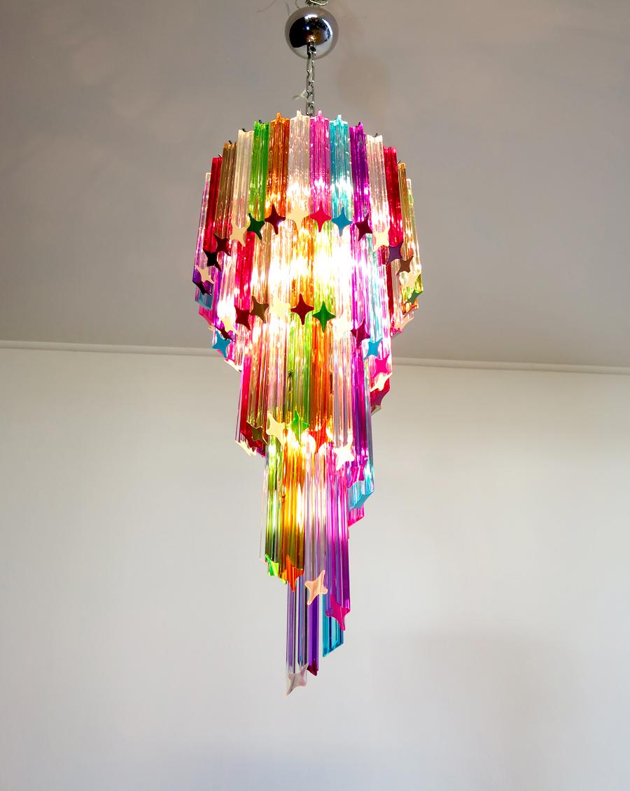 Italian Murano Chandelier Multi-Color, 86 Quadriedri Prism, Mariangela Model