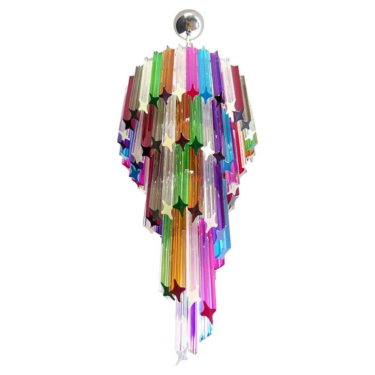 Murano Chandelier Multi-Color, 86 Quadriedri Prism, Mariangela Model For Sale