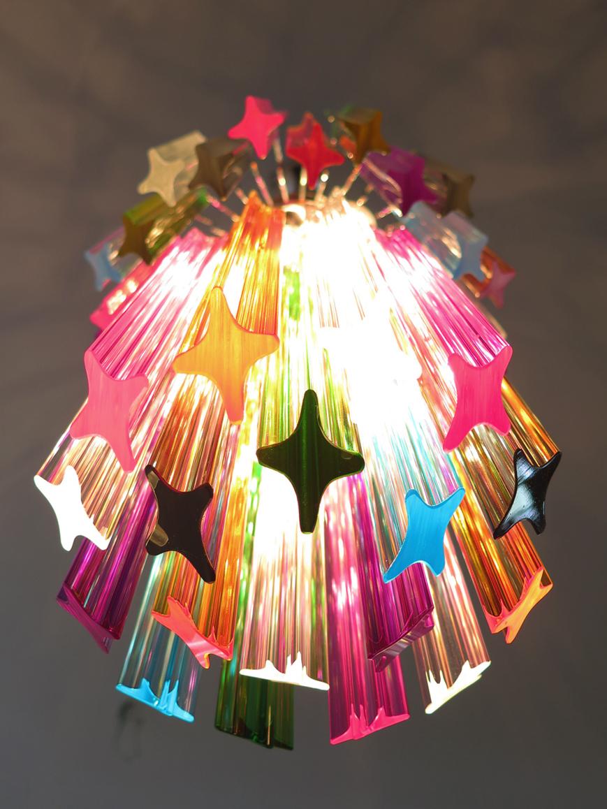 Murano chandelier multicolor - 46 quadriedri prism - Mariangela model For Sale 3