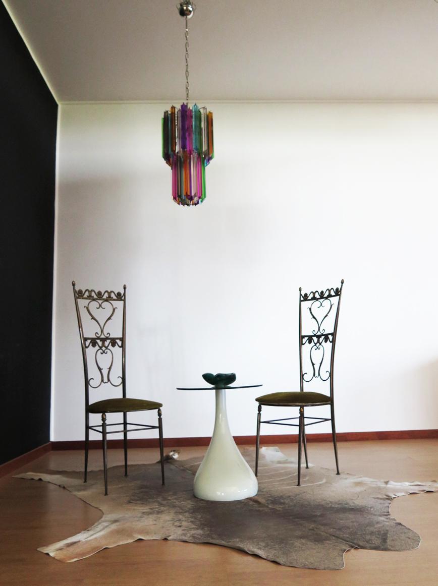 Italian Murano chandelier multicolor - 46 quadriedri prism - Mariangela model For Sale