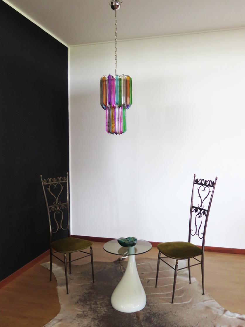 Galvanized Murano chandelier multicolor - 46 quadriedri prism - Mariangela model For Sale