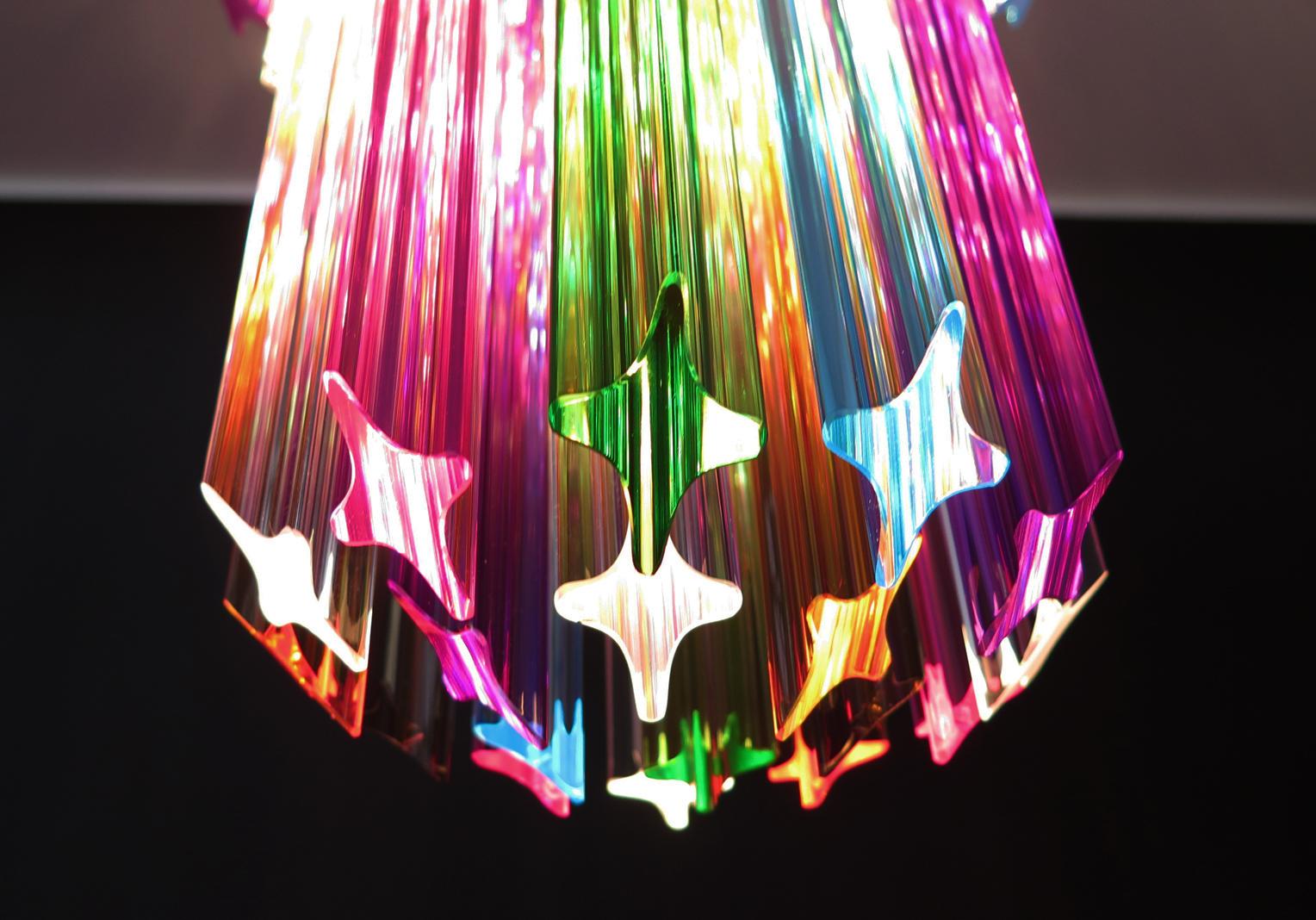Murano chandelier multicolor - 46 quadriedri prism - Mariangela model For Sale 1