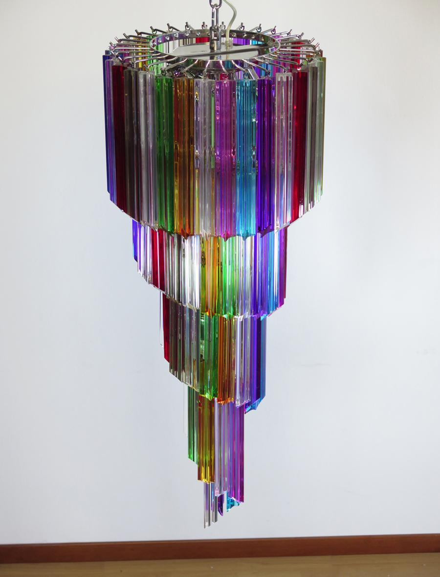 Murano Chandelier Multicolor, 86 Quadriedri Prism, Mariangela Model 3