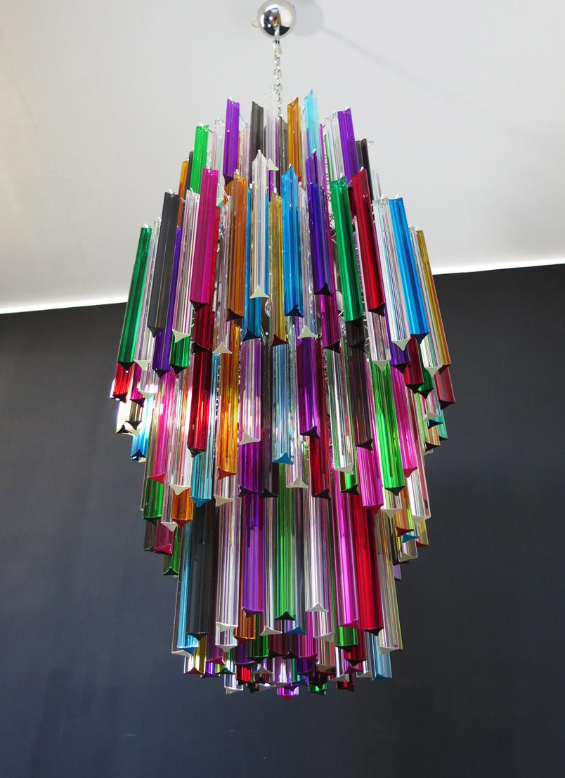 Murano chandelier multicolor triedri – 242 prism - Mariangela model For Sale 3
