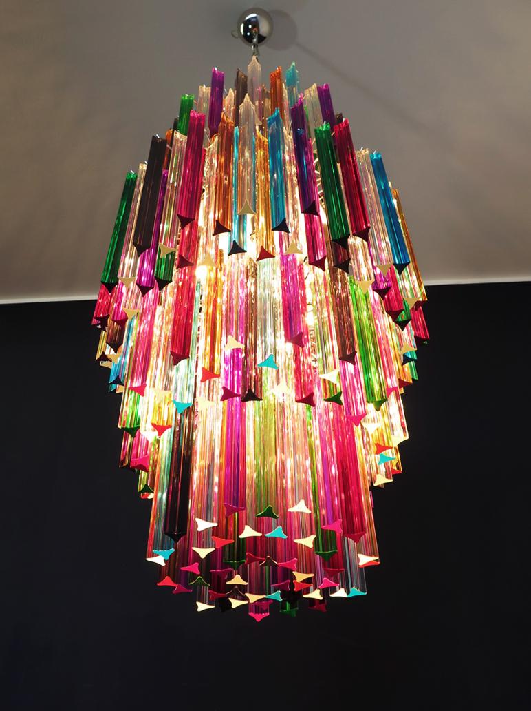 Galvanized Murano chandelier multicolor triedri – 242 prism - Mariangela model For Sale