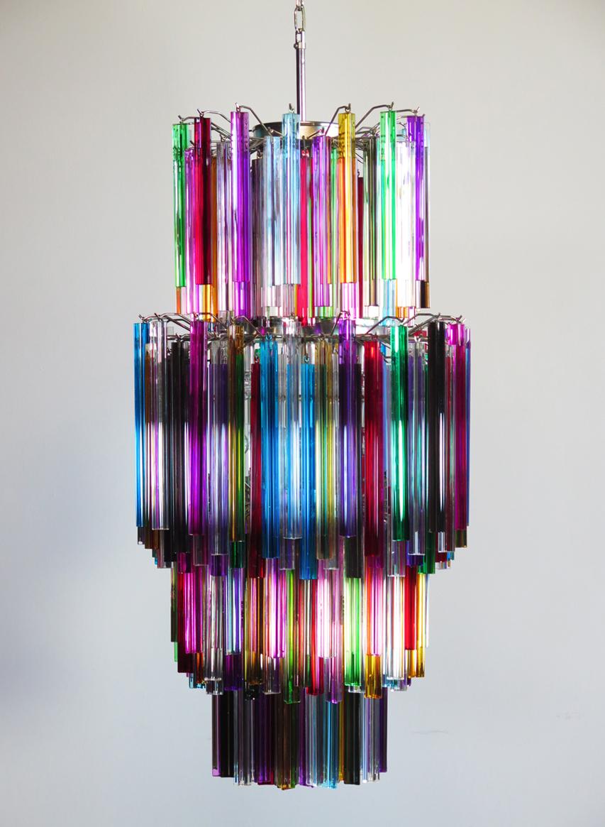 20th Century Murano chandelier multicolor triedri – 242 prism - Mariangela model For Sale