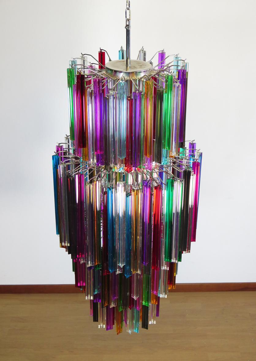 Art Glass Murano chandelier multicolor triedri – 242 prism - Mariangela model For Sale