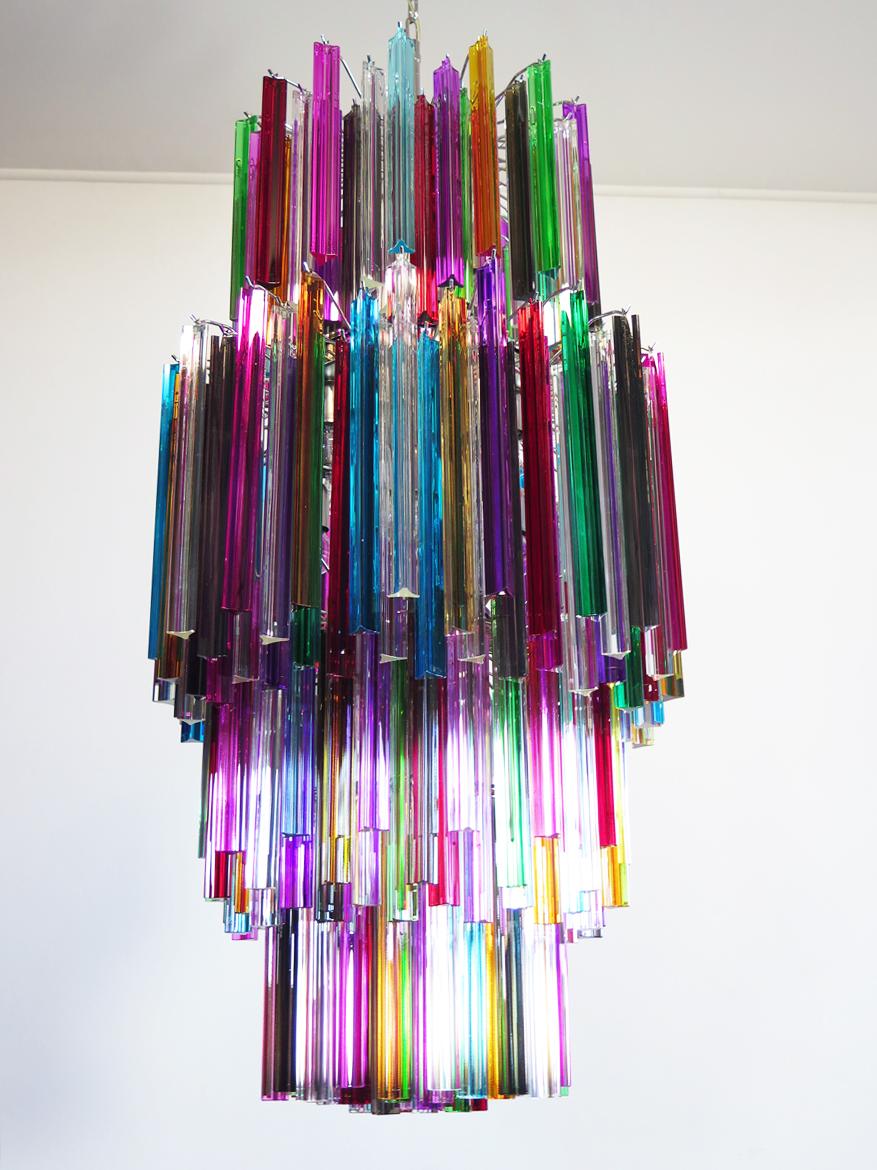 Murano chandelier multicolor triedri – 242 prism - Mariangela model For Sale 1
