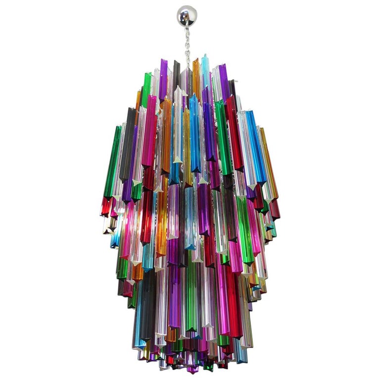 Murano Chandelier Multi Color Triedri, Multi Coloured Plastic Chandelier