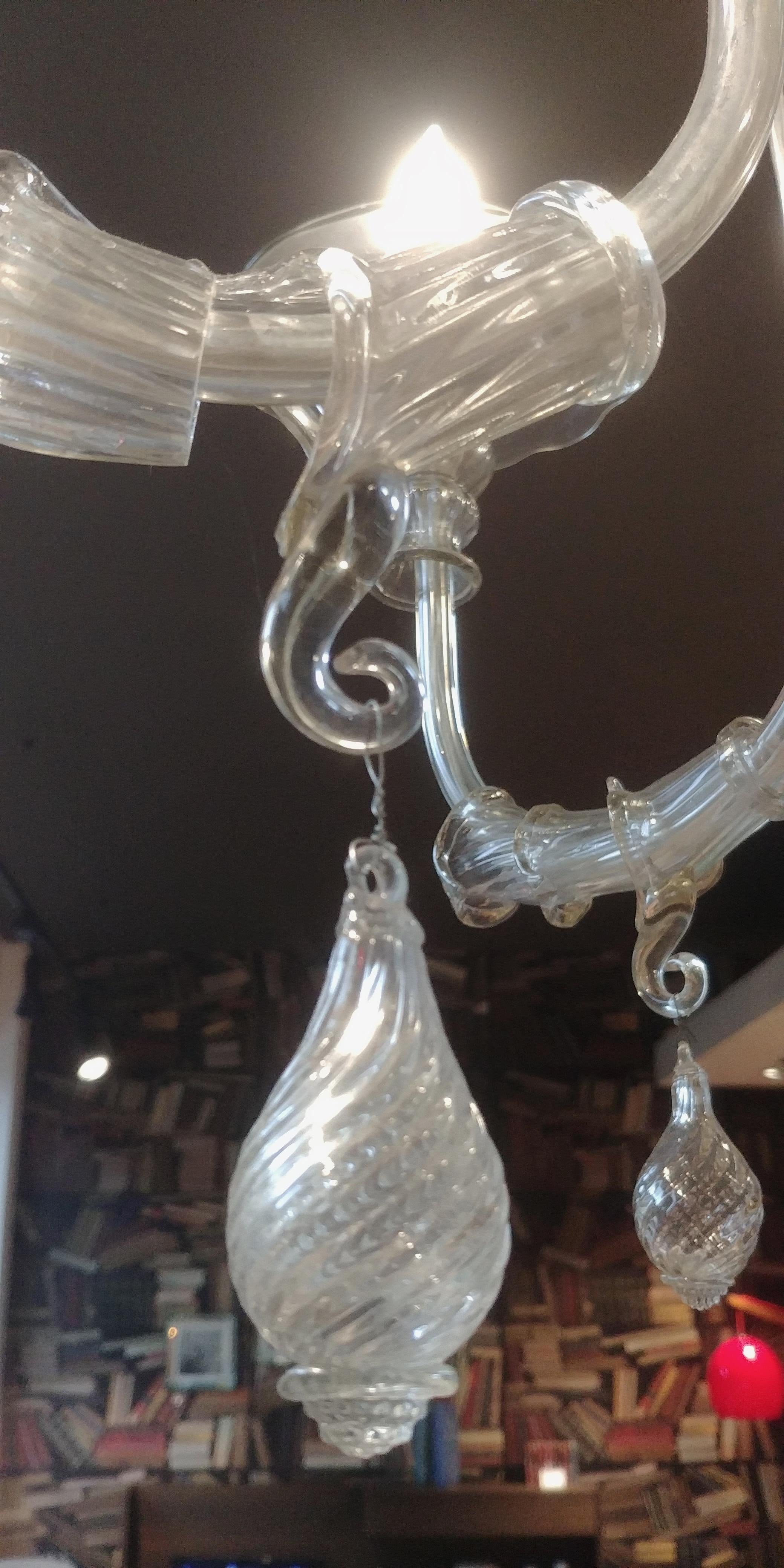 Baroque Original Murano Chandelier of Barovier &Toso from the 1950s in transparent glass For Sale