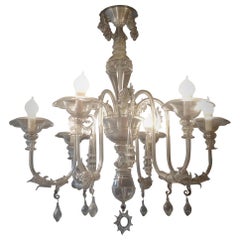 Original Murano Chandelier of Barovier &Toso from the 1950s in transparent glass