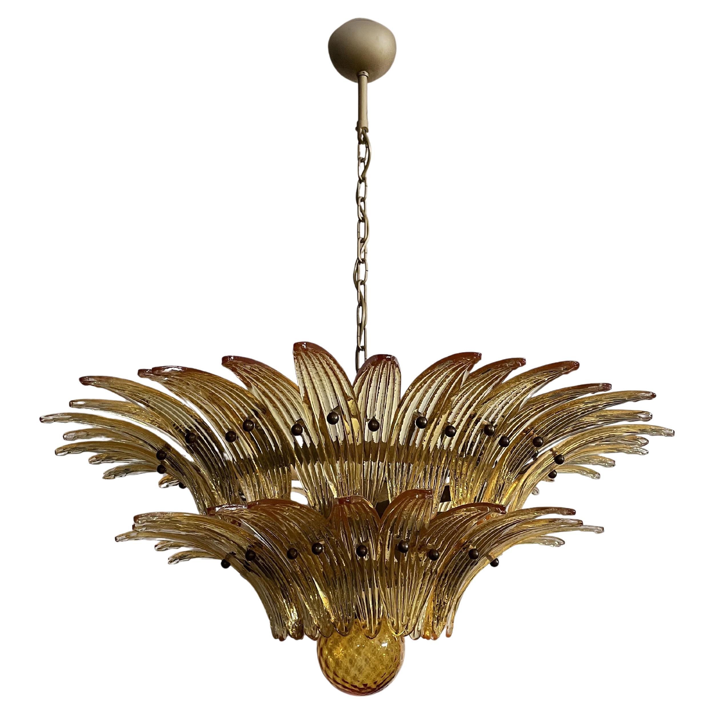 Lustre de Murano Palmette d'origine, verres AMBER