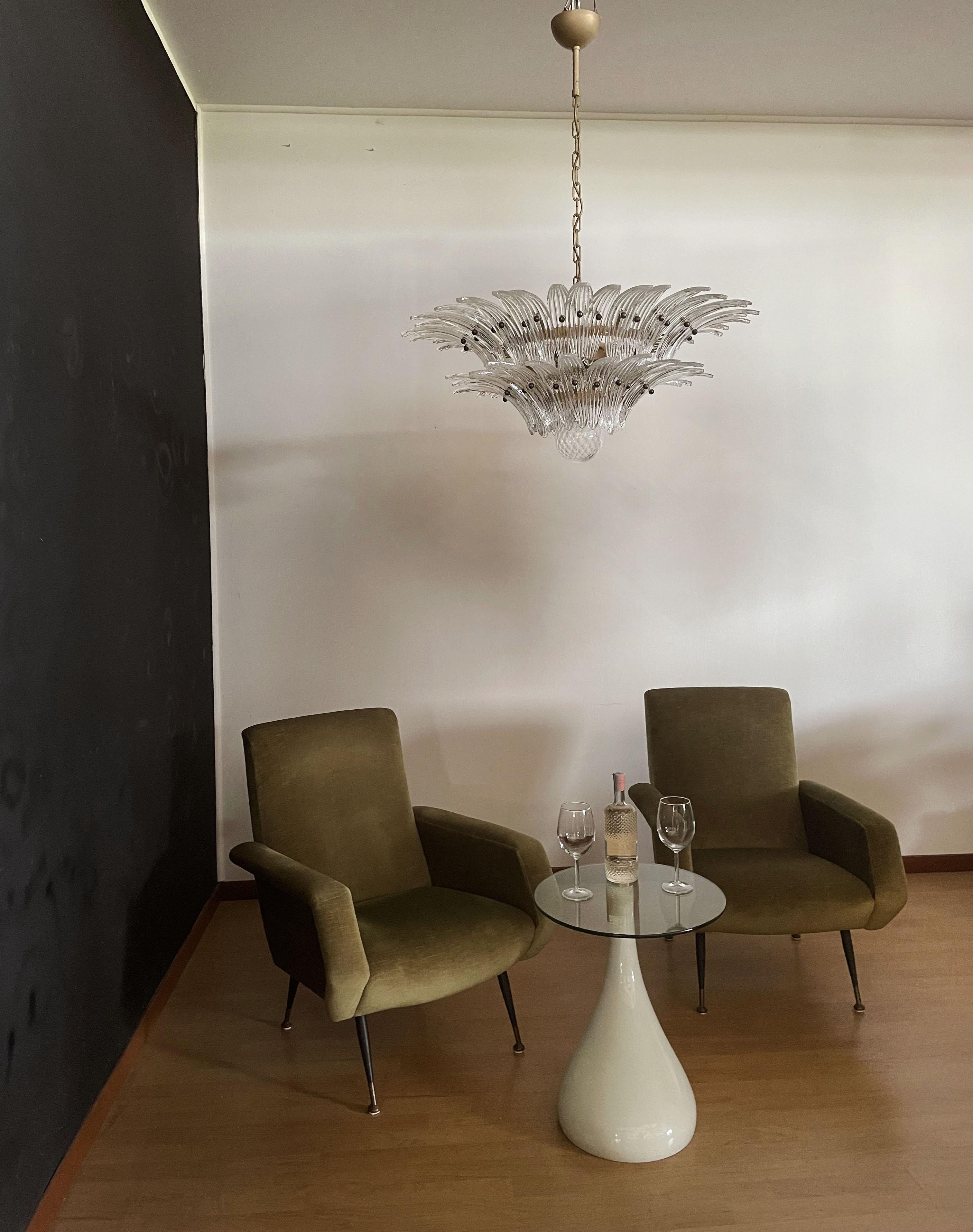 Murano Chandelier Original Palmette, Trasparent Glass 3
