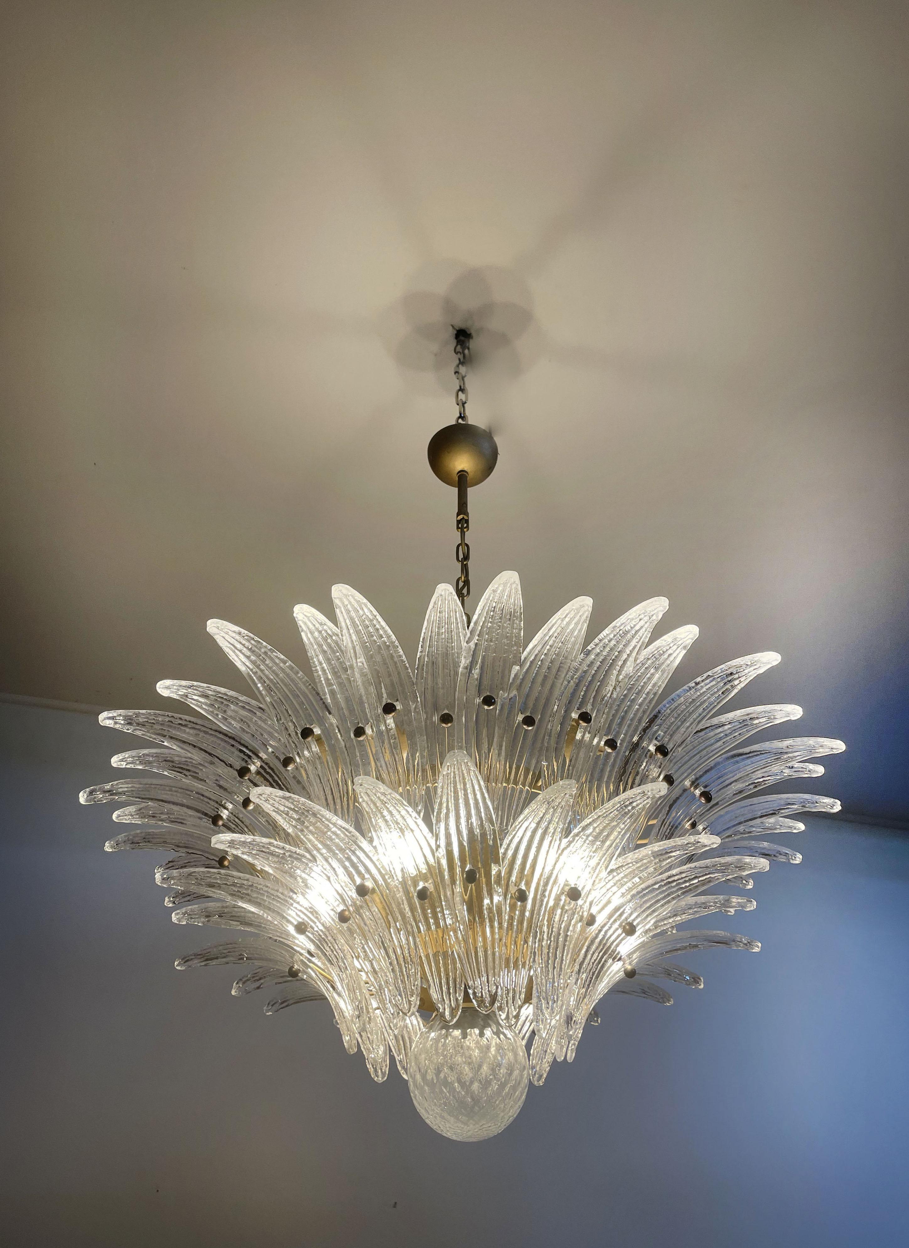 Murano Chandelier Original Palmette, Trasparent Glass 6