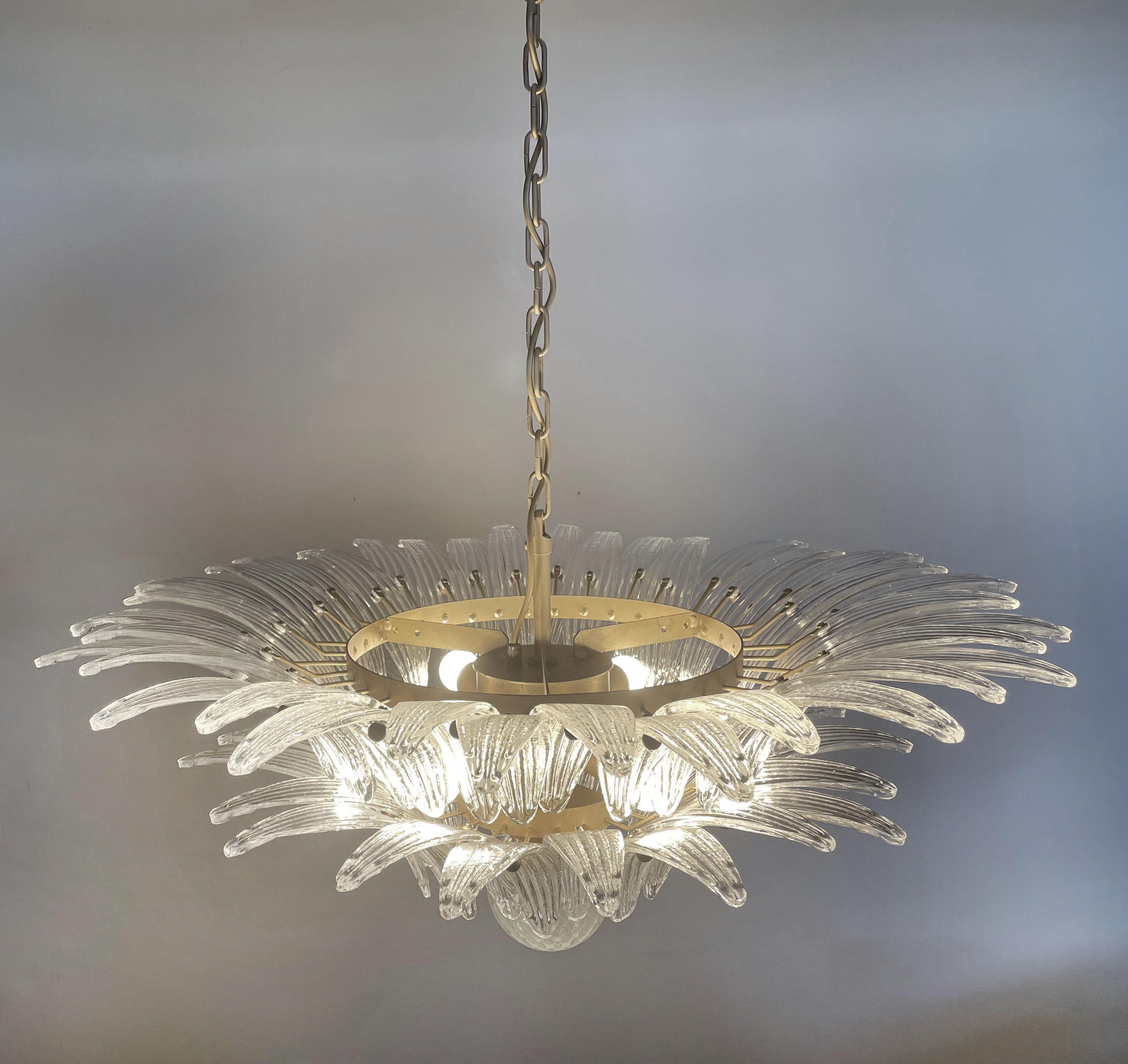 Murano Chandelier Original Palmette, Trasparent Glass 7